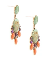 Barse Bronze and Turquoise Multi Stone Statement Drop Earrings