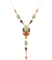 Barse Bronze and Turquoise Multi Stone Y Necklace