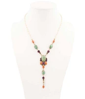 Barse Bronze and Turquoise Multi Stone Y Necklace