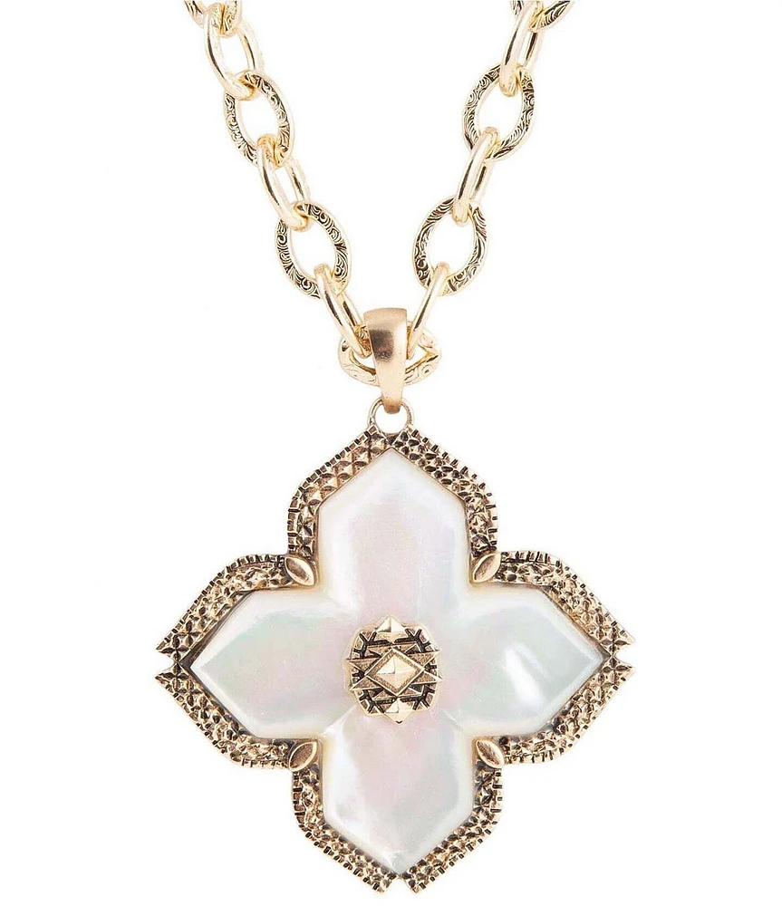 Barse Genuine Stone Long Pendant Necklace