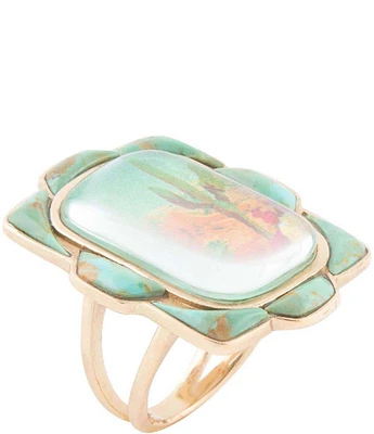 Barse Bronze, Genuine Turquoise and Quartz Statement Ring