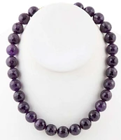 Barse Genuine Amethyst Round Bead Collar Necklace