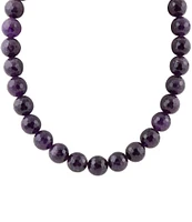 Barse Genuine Amethyst Round Bead Collar Necklace