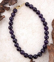 Barse Genuine Amethyst Round Bead Collar Necklace