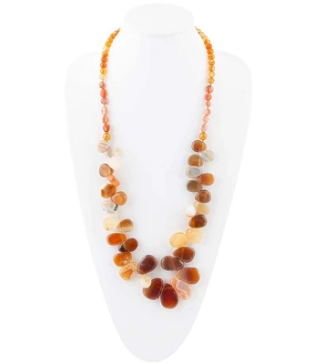 Barse Genuine Carnelian Long Strand Necklace