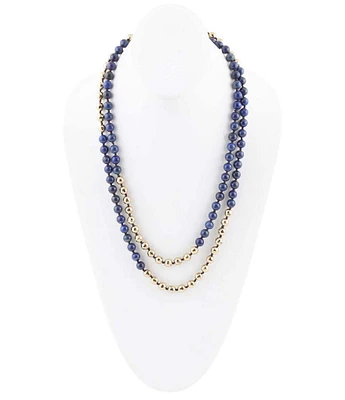 Barse Genuine Lapis Endless Long Strand Necklace