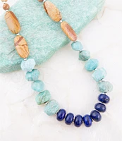 Barse Genuine Lapis Jasper & Amazonite Stone Collar Necklace