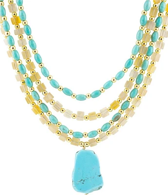 Barse Genuine Magnesite & Jasper Stone Layered Statement Necklace