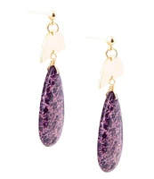 Barse Genuine Stone and Gold Tone Statement Drop Earrings