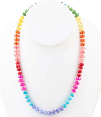 Barse Genuine Stone Bright Color Block Collar Necklace