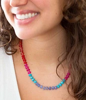 Barse Genuine Stone Bright Color Block Collar Necklace