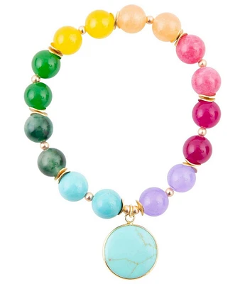 Barse Genuine Stone Bright Color Block Stretch Bracelet