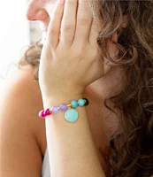 Barse Genuine Stone Bright Color Block Stretch Bracelet
