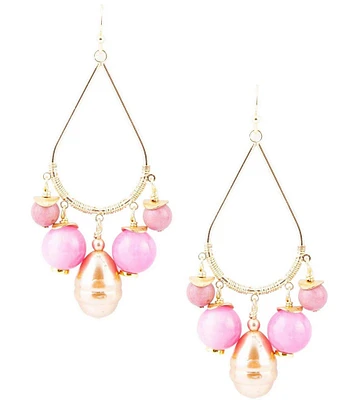Barse Genuine Stone Chandelier Earrings