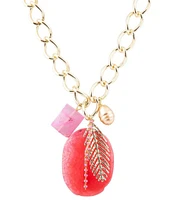 Barse Genuine Stone Charm Drop Resort Short Pendant Necklace