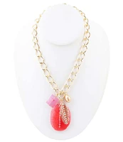 Barse Genuine Stone Charm Drop Resort Short Pendant Necklace