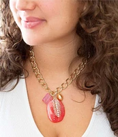 Barse Genuine Stone Charm Drop Resort Short Pendant Necklace