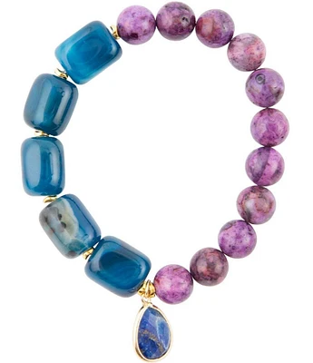 Barse Genuine Stone Charm Stretch Bracelet