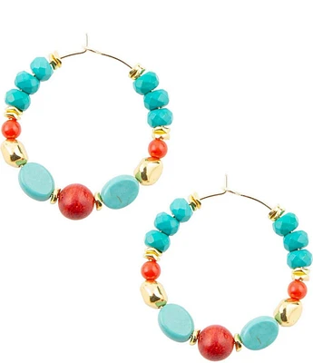 Barse Genuine Stone Hoop Earrings