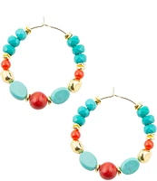 Barse Genuine Stone Hoop Earrings