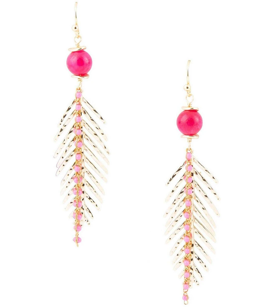 Barse Genuine Stone Feathered Drop Earrings
