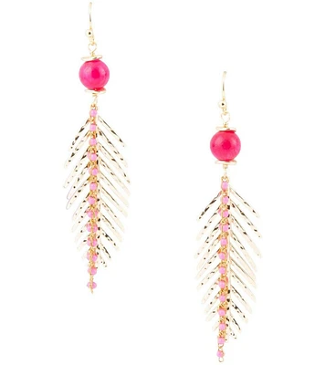 Barse Genuine Stone Feathered Drop Earrings