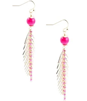 Barse Genuine Stone Feathered Drop Earrings