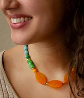 Barse Genuine Stone Collar Necklace