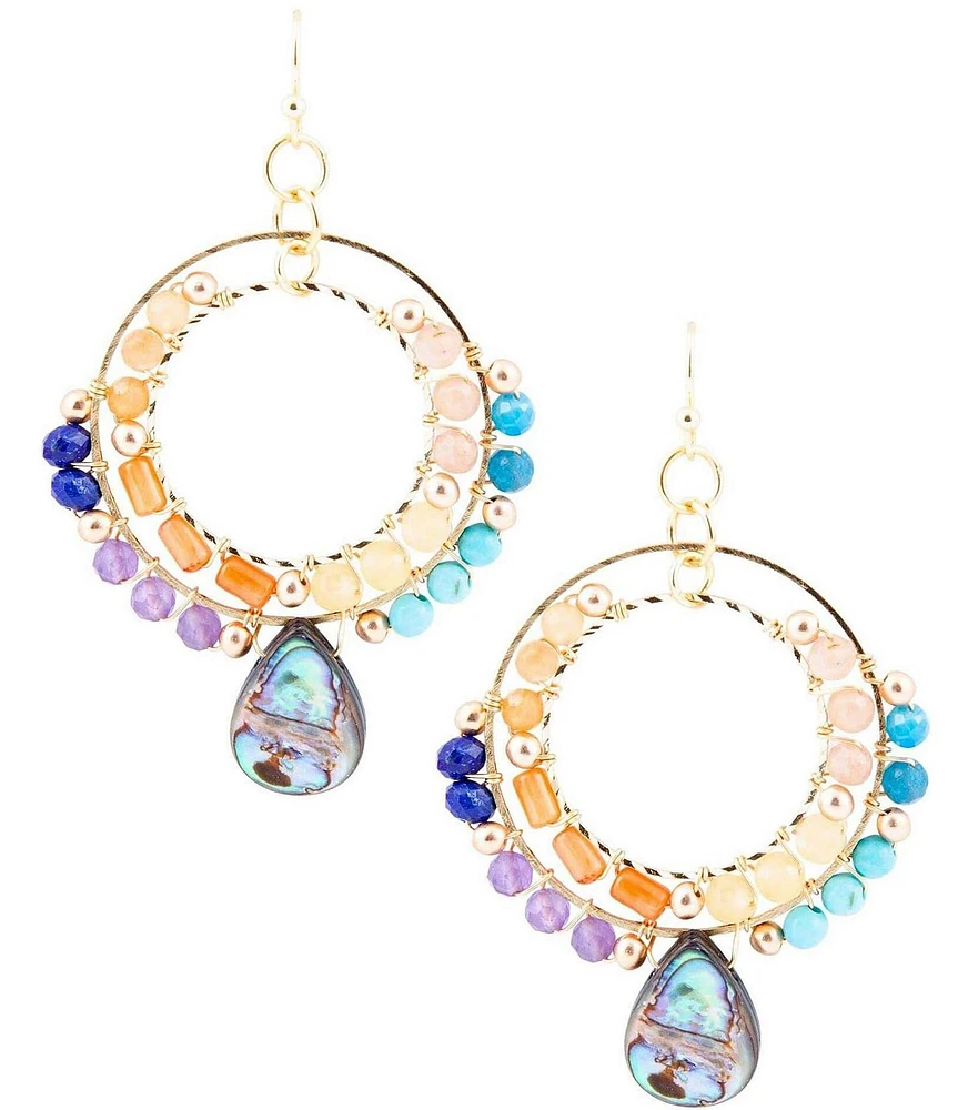 Barse Genuine Stone Statement Orbital Earrings