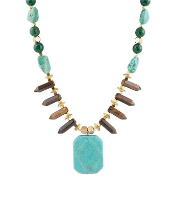 Barse Genuine Stone Statement Necklace