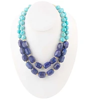 Barse Genuine Stone Statement Short Multi Strand Necklace