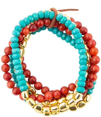 Barse Genuine Stone Stretch Bracelet Set