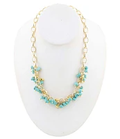 Barse Genuine Turquoise Magnesite Charm Collar Necklace