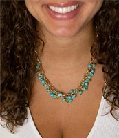 Barse Genuine Turquoise Magnesite Charm Collar Necklace