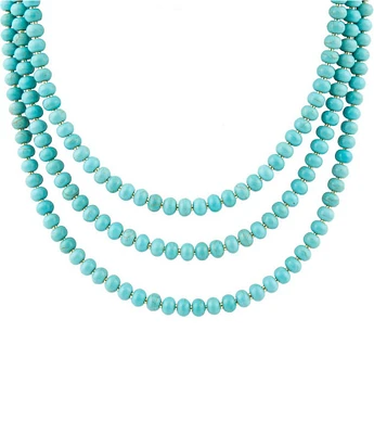 Barse Genuine Turquoise Magnesite Short Multi Strand Necklace