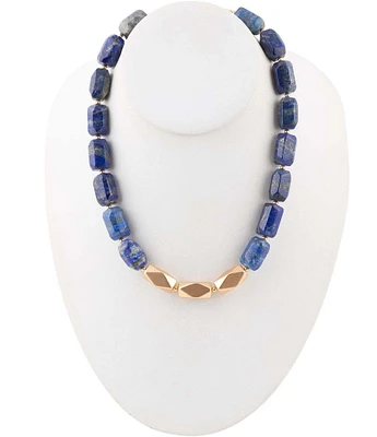 Barse Lapis Nugget Genuine Stone Collar Necklace