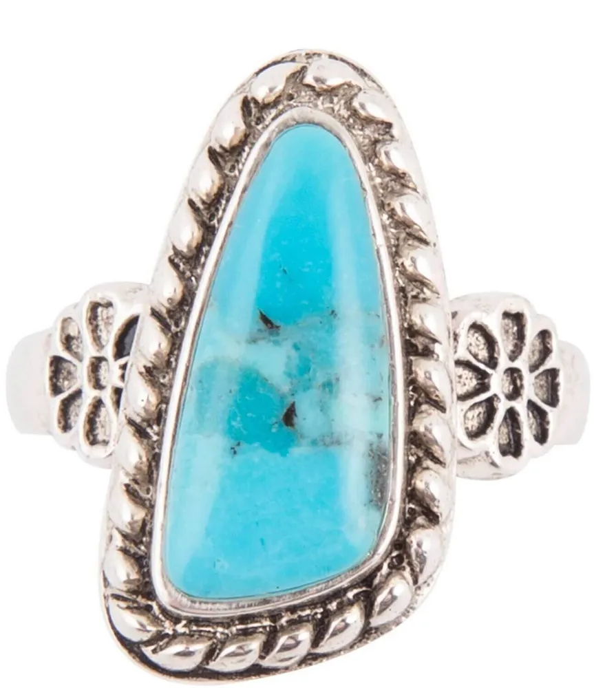 Barse Ring Sterling Silver and Genuine Turquoise Cocktail Ring