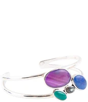 Barse Sterling Silver and Agate Genuine Stone Cuff Bracelet