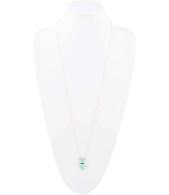 Barse Sterling Silver and Chrysoprase Genuine Stone 32'' Long Pendant Necklace