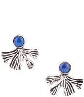 Barse Sterling Silver and Genuine Lapis Stud Earrings