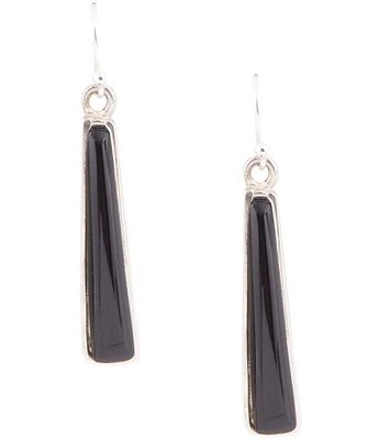 Barse Sterling Silver and Genuine Onyx Drop Earrings