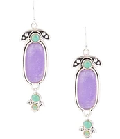 Barse Sterling Silver and Genuine Purple Quartz & Turquoise Stone Southwest Floral Drop Earrings