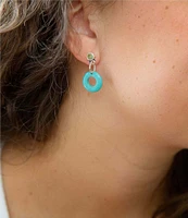 Barse Sterling Silver and Genuine Stone Orbital Earrings