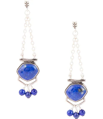 Barse Sterling Silver and Genuine Stone Lapis Go West Chandelier Earrings