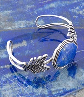 Barse Sterling Silver and Genuine Stone Lapis Go West Cuff Bracelet