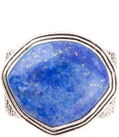 Barse Sterling Silver and Genuine Stone Lapis Go West Statement Ring