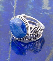 Barse Sterling Silver and Genuine Stone Lapis Go West Statement Ring