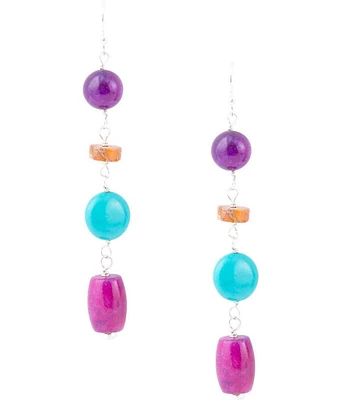 Barse Sterling Silver and Genuine Stone Linear Earrings