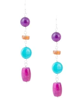 Barse Sterling Silver and Genuine Stone Linear Earrings