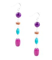 Barse Sterling Silver and Genuine Stone Linear Earrings